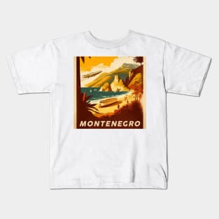 Montenegro Coastline Vintage Travel Art Poster Kids T-Shirt